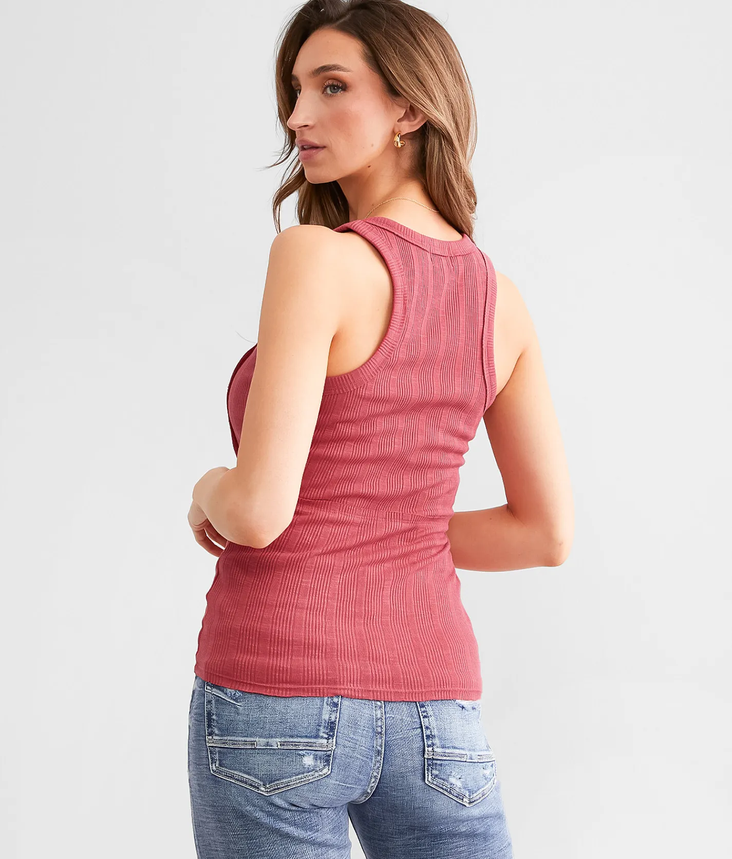 BKE Raw Edge Tank Top Earth Red Best