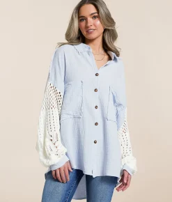 POL Raw Edge Textured Shirt Pistachio Best