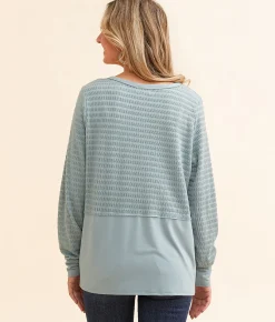 Tops | BKE Raw Edge Textured Top Abyss