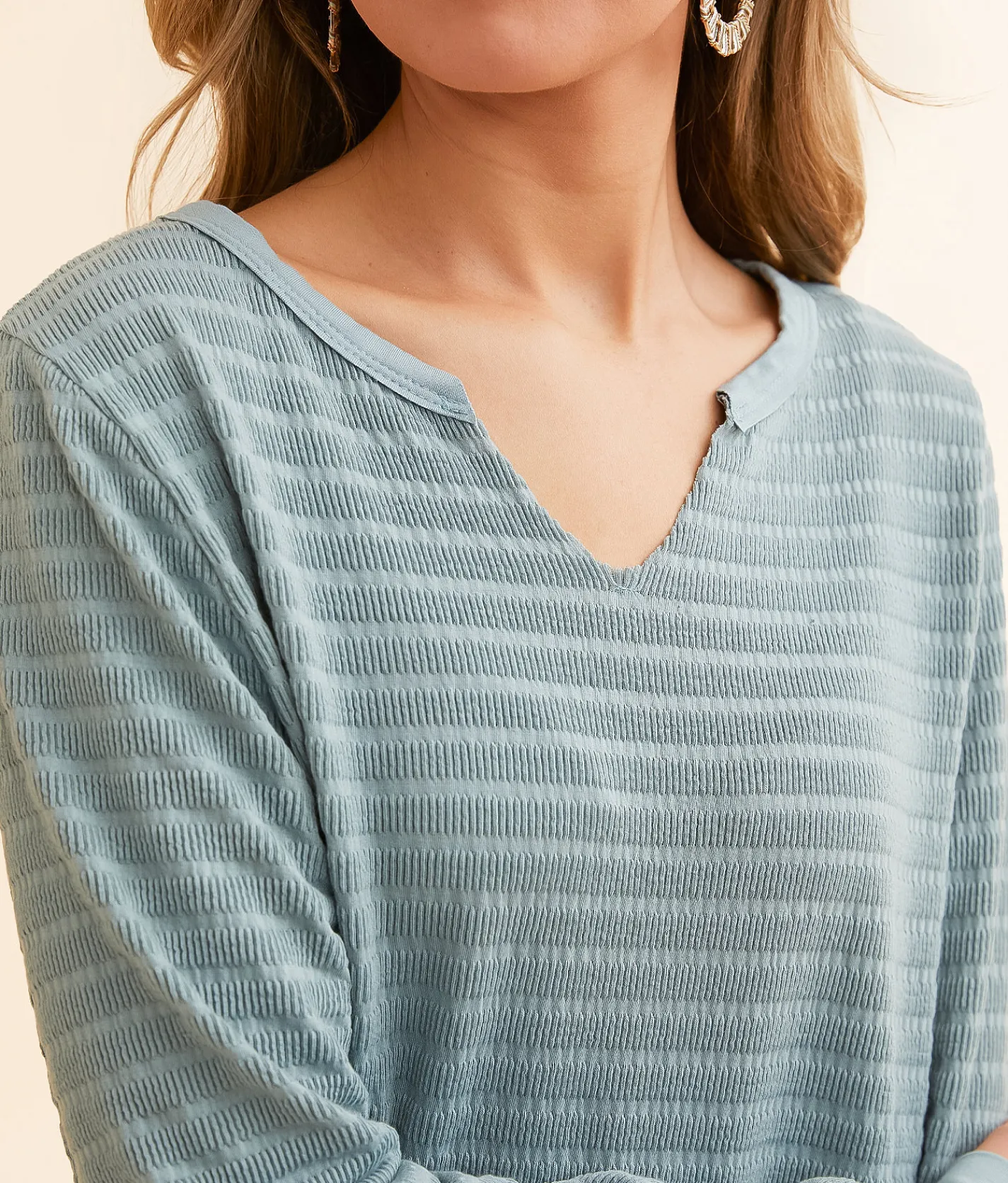 Tops | BKE Raw Edge Textured Top Abyss