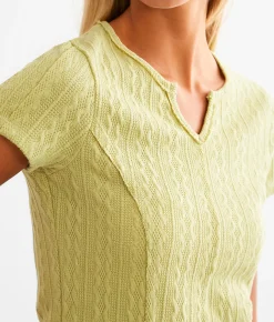 FITZ + EDDI Raw Edge Textured Top Sage Sale