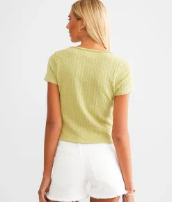 FITZ + EDDI Raw Edge Textured Top Sage Sale