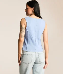 Gilded Intent Raw Edge Washed Tank Top Vista Blue Online