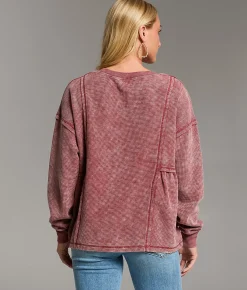 Tops | BKE Raw Edge Washed Thermal Spiced Apple