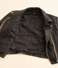 Mauritius Reanon Cropped Leather Jacket Vintage Black Online
