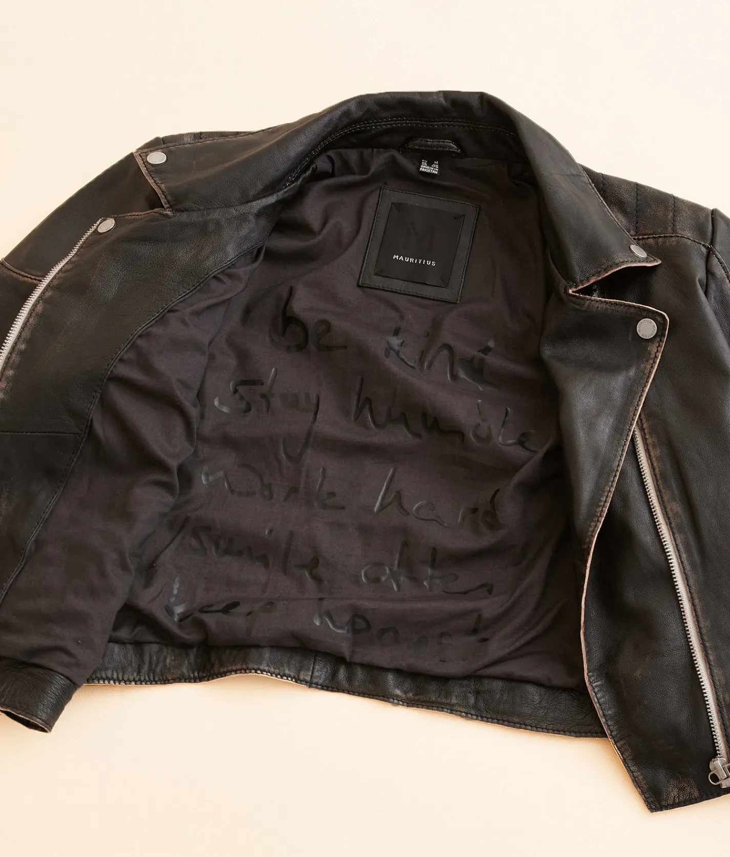 Mauritius Reanon Cropped Leather Jacket Vintage Black Online
