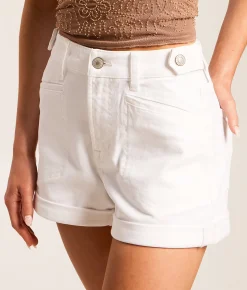 Bottoms|Shorts | VERVET by Flying Monkey Rebecca High Rise Stretch Short Optic White