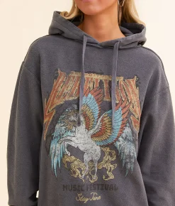 Modish Rebel Rebellion Tour Hooded Sweatshirt Charcoal Clearance