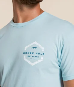 Tops|Graphic T-Shirts | Honey Hole® Redfish Hex T-Shirt Light Blue
