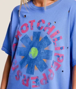Tops | Merch Traffic Red Hot Chili Peppers Oversized Band T-Shirt Teal