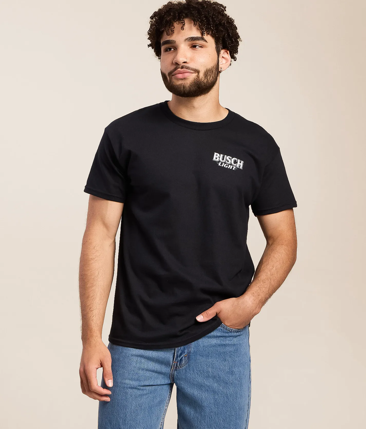 Graphic T-Shirts | JEDCo Red White & Busch Light T-Shirt Black