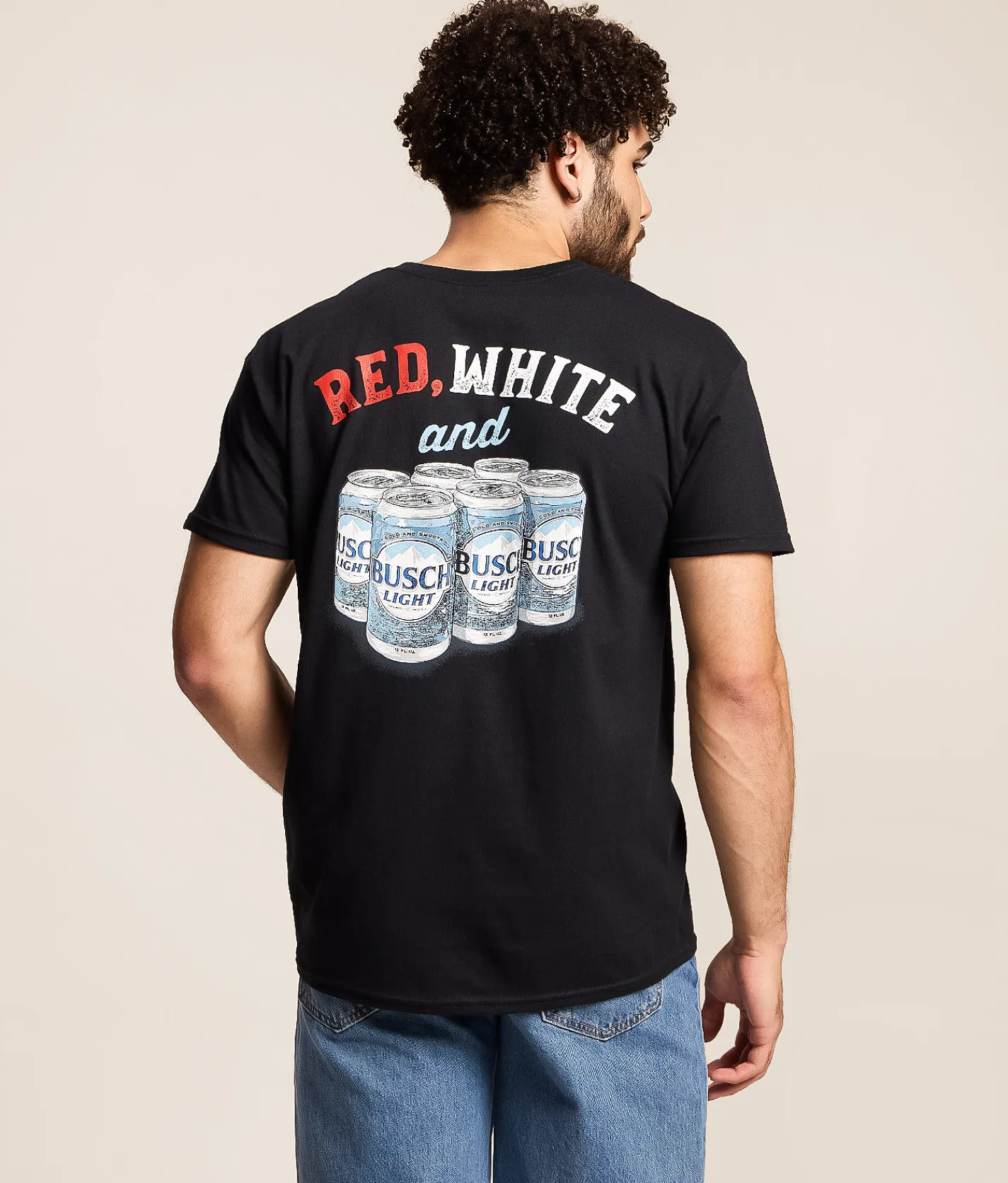 Graphic T-Shirts | JEDCo Red White & Busch Light T-Shirt Black