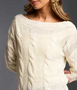 Buckle Black Refined Edit - Cable Knit Sweater Cannoli Cream Best