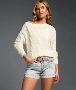 Buckle Black Refined Edit - Cable Knit Sweater Cannoli Cream Best