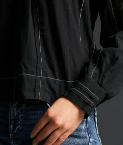 Buckle Black Refined Edit - Contrast Stitched Blouse Black New