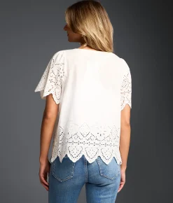 Buckle Black Refined Edit - Embroidered Eyelet Blouse White Clearance