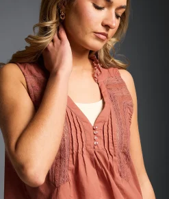 Tops | Buckle Black Refined Edit - Lace Trim Tank Top Dusty Rose