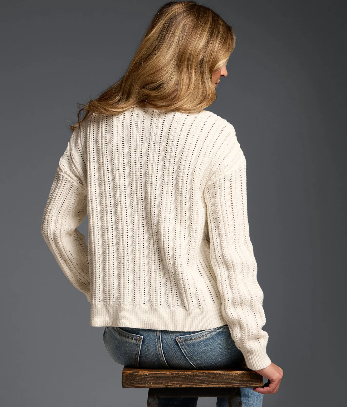 Tops | Buckle Black Refined Edit - Mixed Stitch Cardigan Sweater White