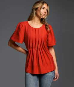 Tops | Buckle Black Refined Edit - Pleated Top Molten Lava