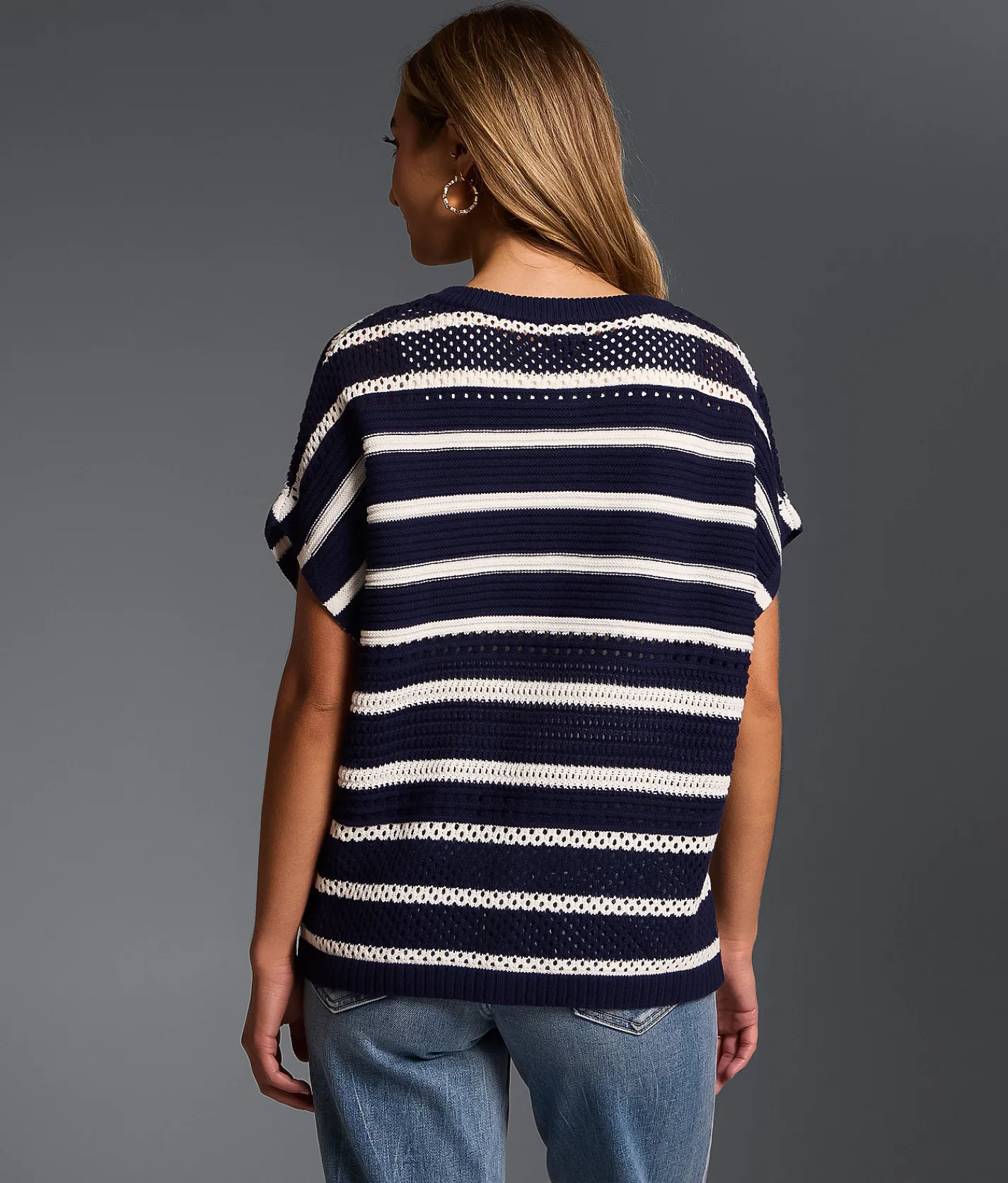 Buckle Black Refined Edit- Striped Cardigan Sweater Navy White Discount