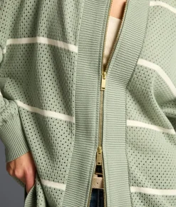 Tops | Buckle Black Refined Edit - Striped Cardigan Sweater Iceberg Green