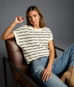 Tops | Buckle Black Refined Edit - Striped Sweater Cream Big Dipper