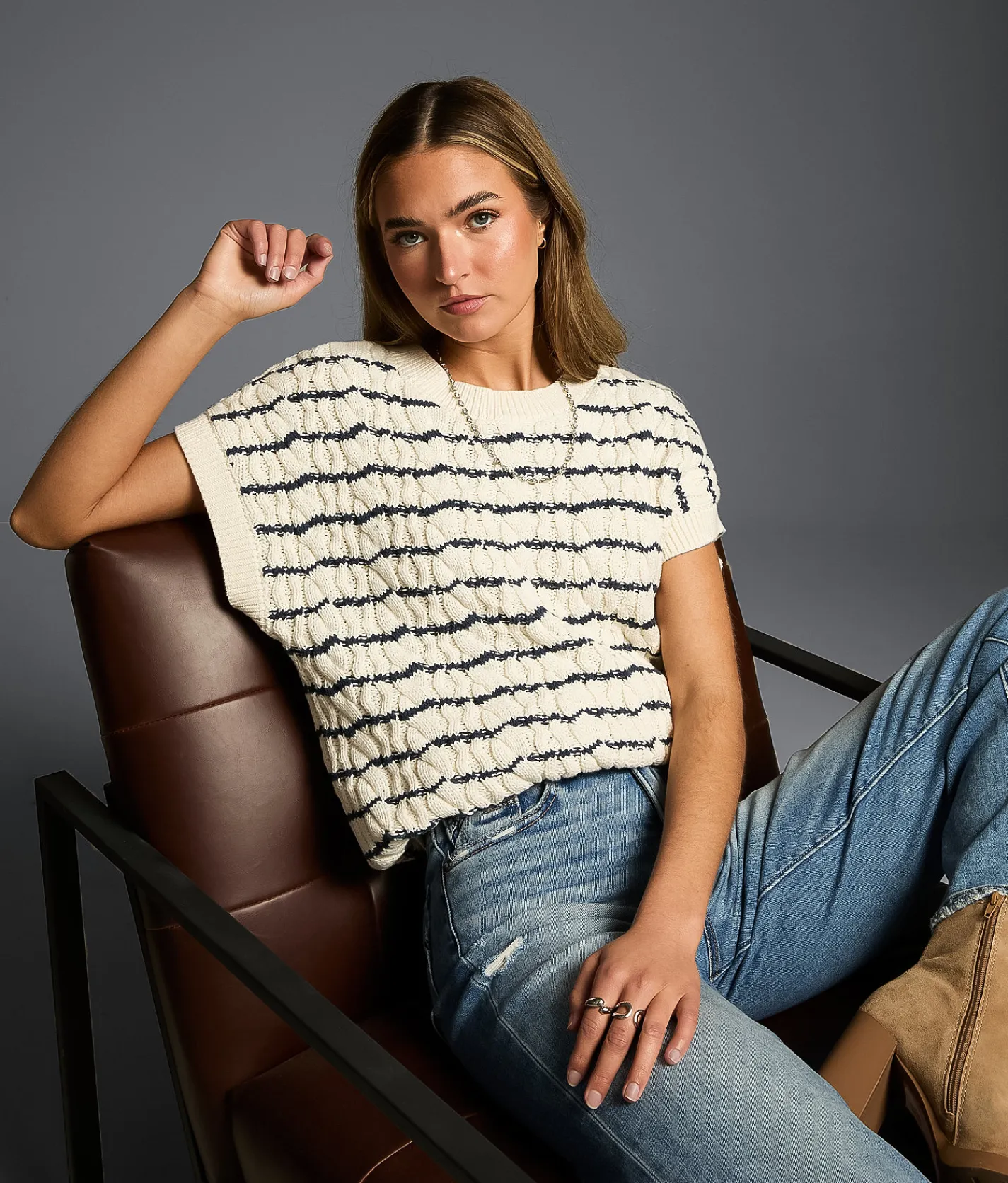 Tops | Buckle Black Refined Edit - Striped Sweater Cream Big Dipper