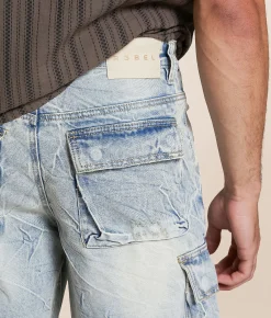 R3bel Denim Relaxed Cargo Short Light Vintage New