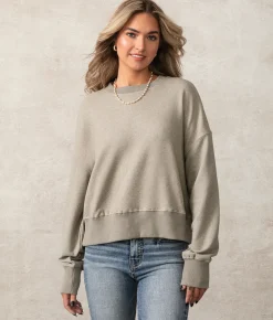 Tops|Activewear | Buckle Black Remi Oversized Pullover Dusty Olive
