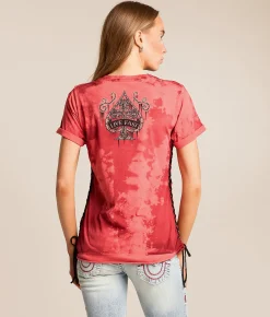 Tops | Affliction Requiem Steel Lace T-Shirt Coral Paradise Reactive