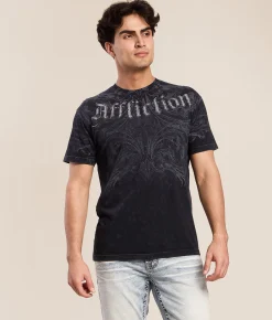Affliction Residual Chaos T-Shirt Black Lava Wash Clearance