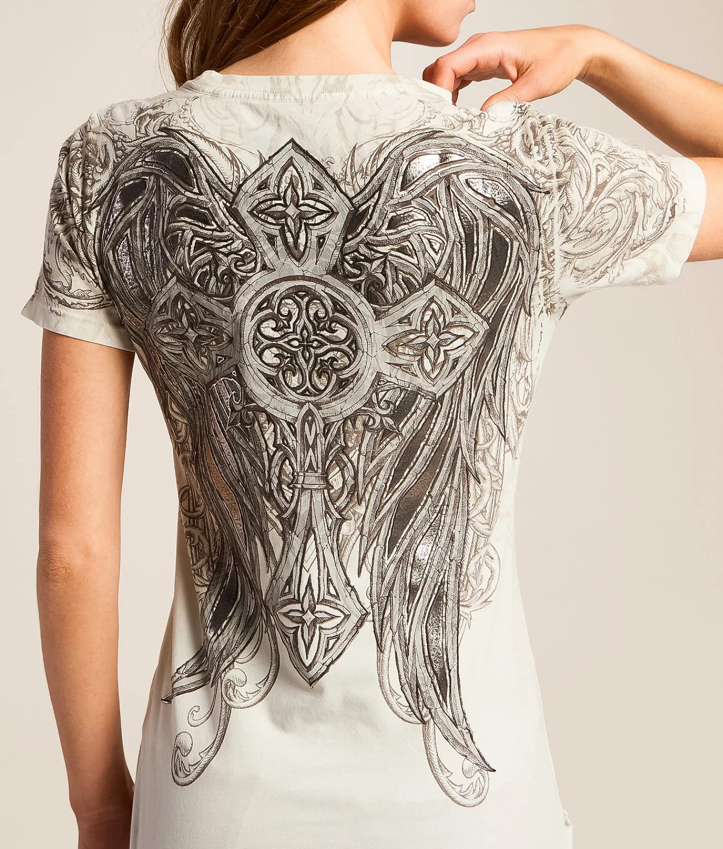 Tops | Affliction Residual Chaos T-Shirt Antique White Reactive