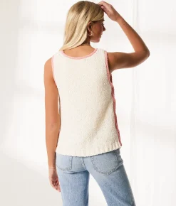 Tops | BKE Resort Edit - Contrast Trim Sweater Tank Top Cream