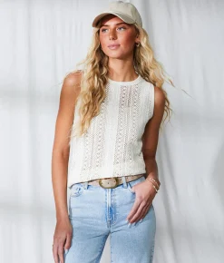 BKE Resort Edit - Crochet Tank Top Beige New
