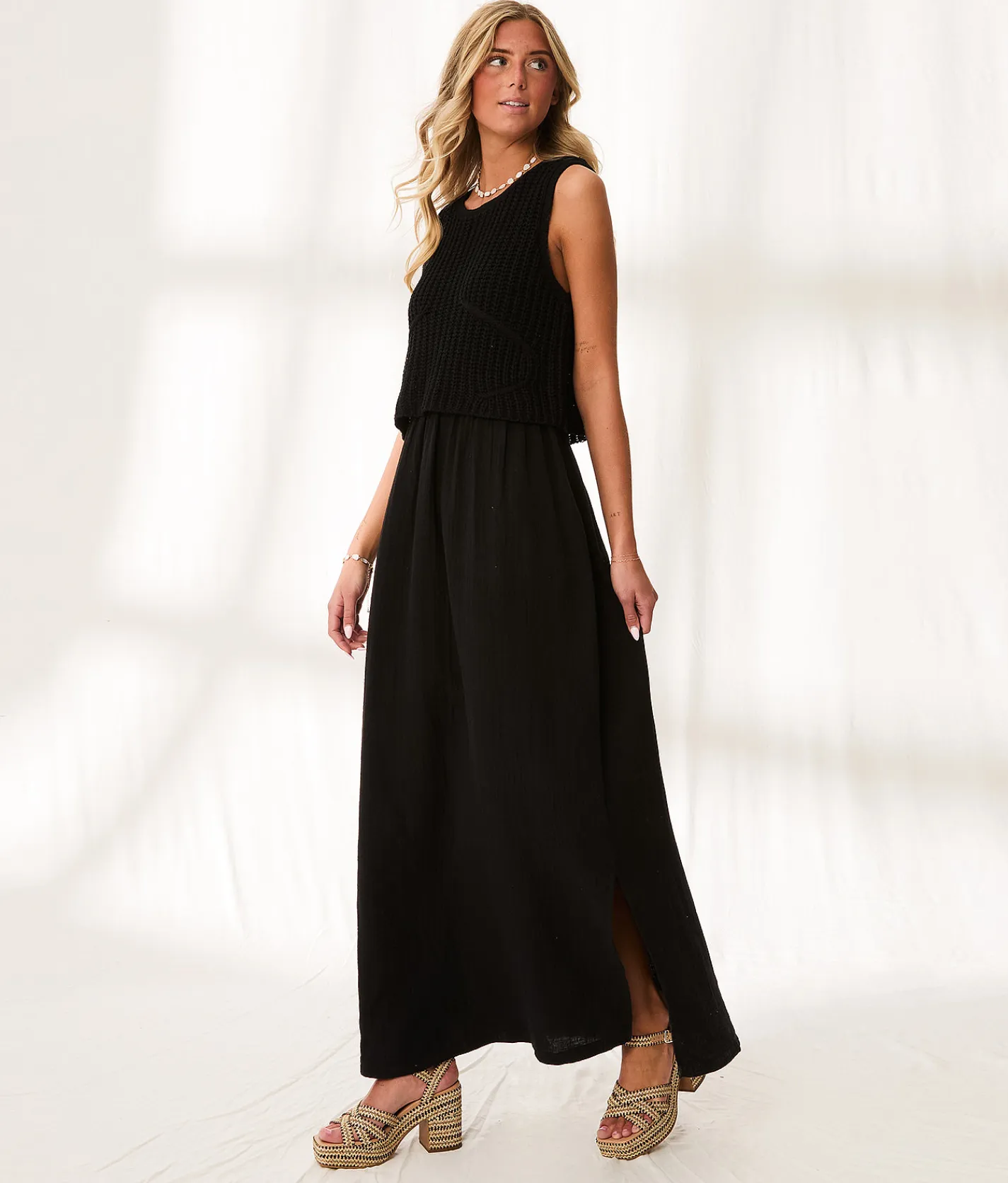 Dresses | BKE Resort Edit - Layered Sweater Maxi Dress Black