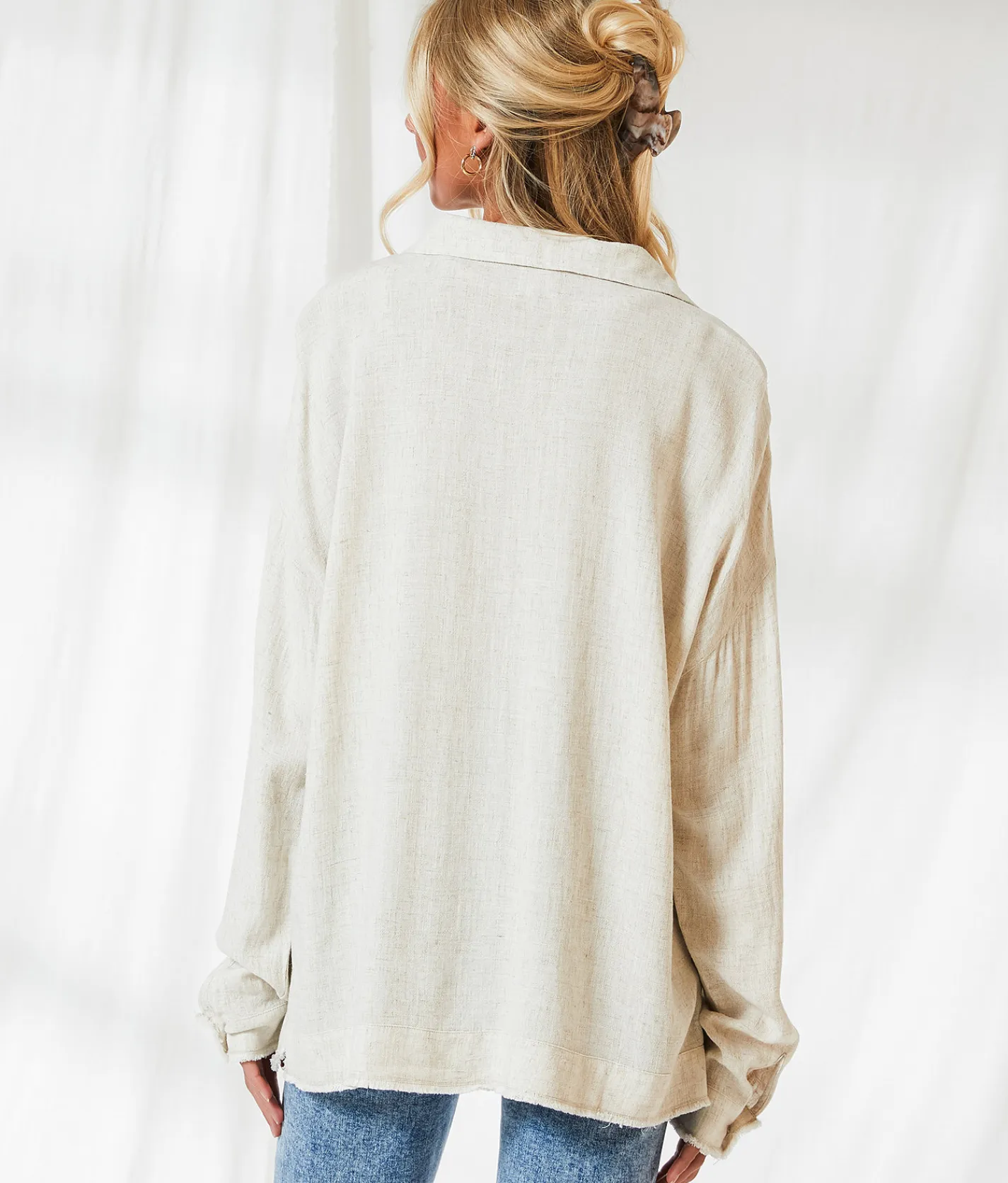 BKE Resort Edit - Linen Blend Blouse Beige Sale