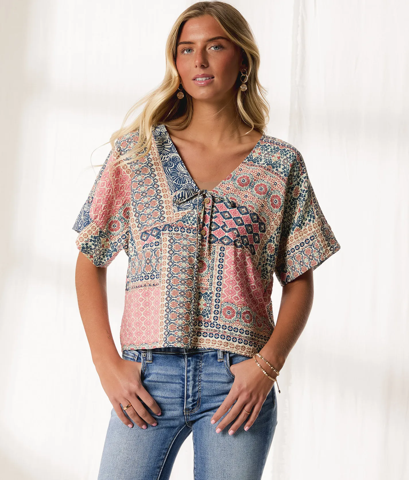 Tops | BKE Resort Edit - Mixed Print Top Multi
