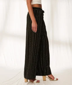BKE Resort Edit - Sequins Embroidered Pant Black Discount
