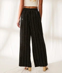 BKE Resort Edit - Sequins Embroidered Pant Black Discount