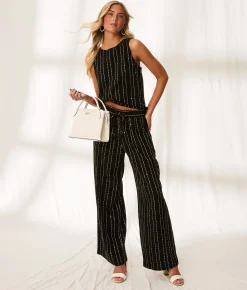 BKE Resort Edit - Sequins Embroidered Pant Black Discount
