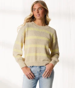 BKE Resort Edit - Striped Sweater White Blue Stripe Discount