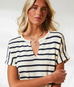 Tops | BKE Resort Edit - Striped Sweater Navy Cream