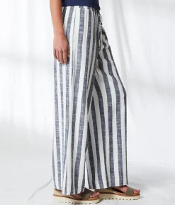 Bottoms | BKE Resort Edit - Striped Wide Leg Pant Navy White Stripe