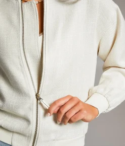 Tops|Coats & Jackets | BKE Resort Edit - Textured Bomber Jacket Oatmeal