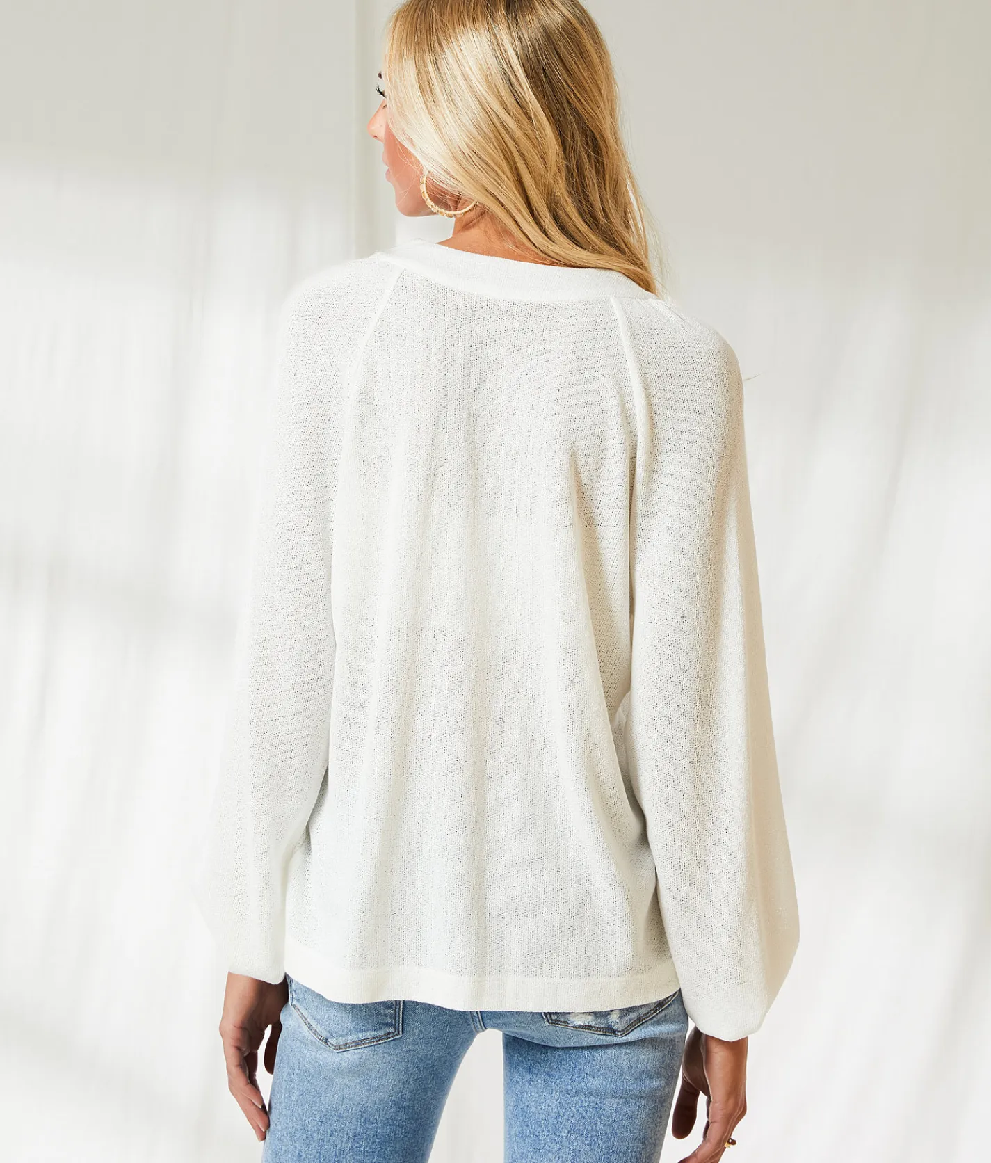 BKE Resort Edit - Textured Lace-Up Top Cream