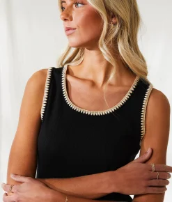 BKE Resort Edit - Whipstitch Tank Top Natural Hot