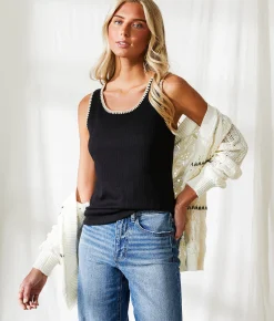BKE Resort Edit - Whipstitch Tank Top Natural Hot