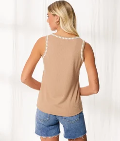 Tops | BKE Resort Edit - Whipstitch Tank Top Dark Denim