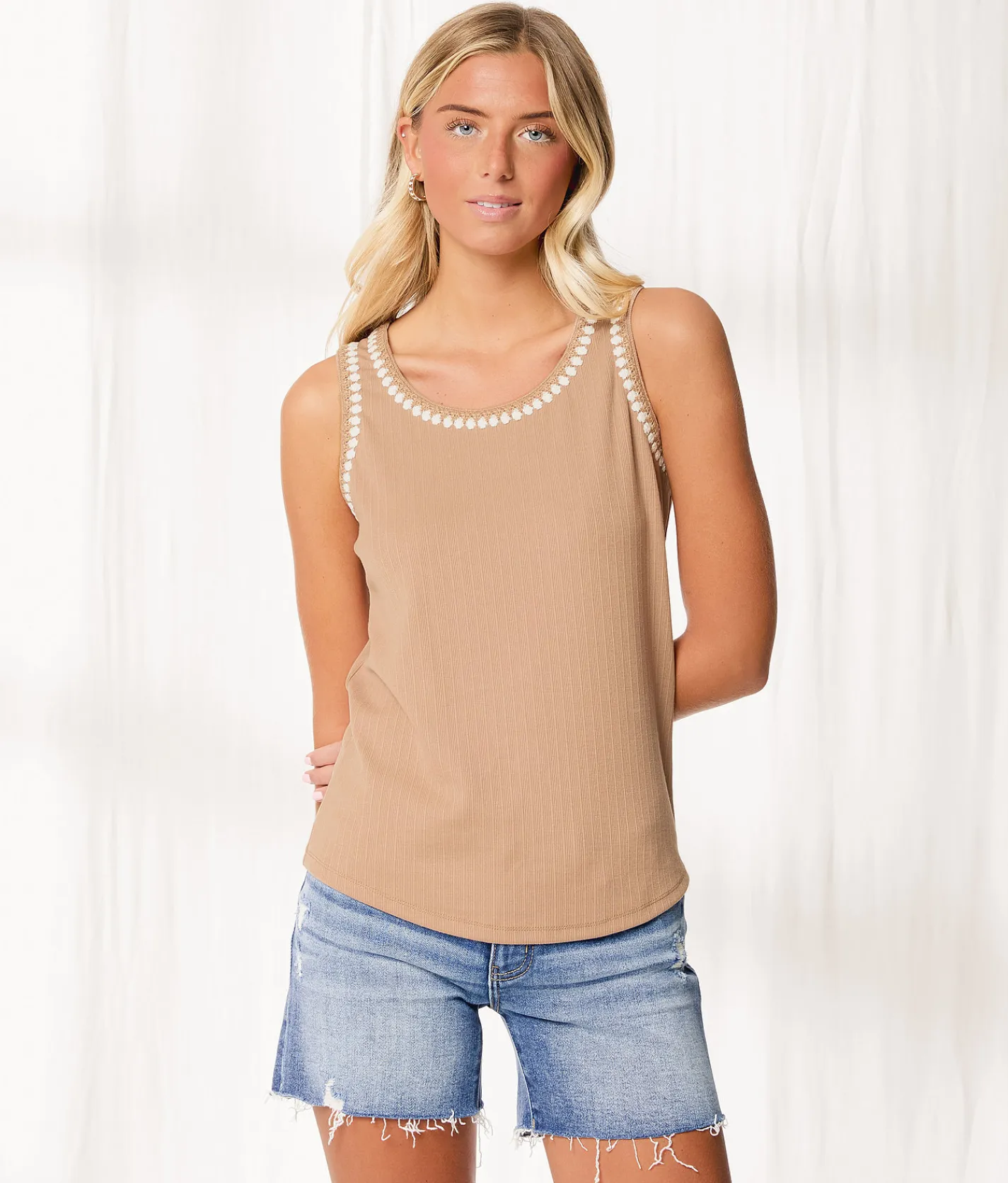 Tops | BKE Resort Edit - Whipstitch Tank Top Dark Denim