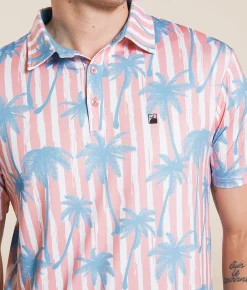Tops | Flomotion Resort Palms Performance Polo Peach